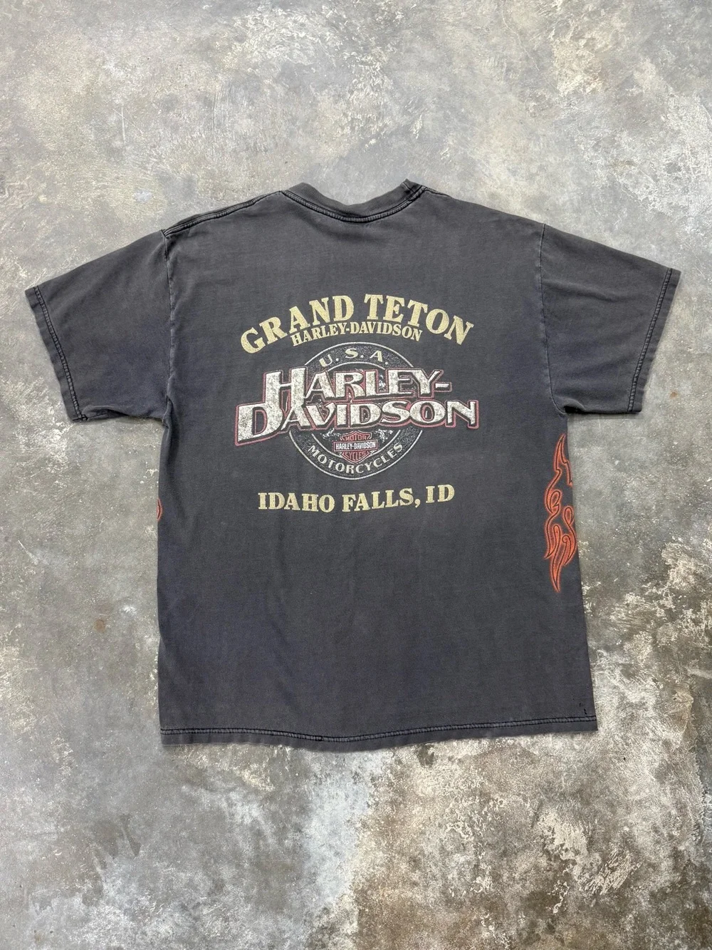 Vintage 2002 Harley Davidson Rare Side Print Tribal Flame Faded Y2K - Picture 6 of 12